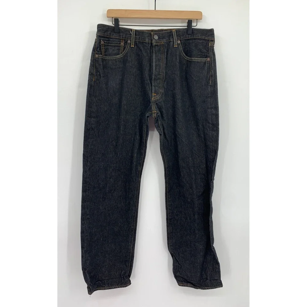 Levis 501 Jeans Mens 36x32 Black Straight Leg Button Fly Denim Pants